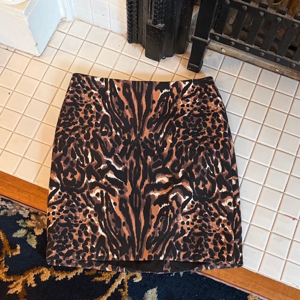 Talbots Brown and‎ Black Animal Print Mini Skirt- worn about 2x